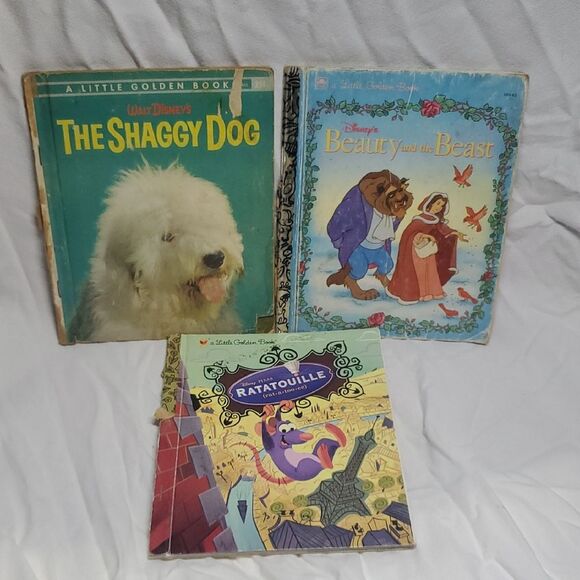 Disney Little Golden Books Set of 3 Shaggy Dog, Beauty and Beast, Ratatouille - Picture 1 of 6